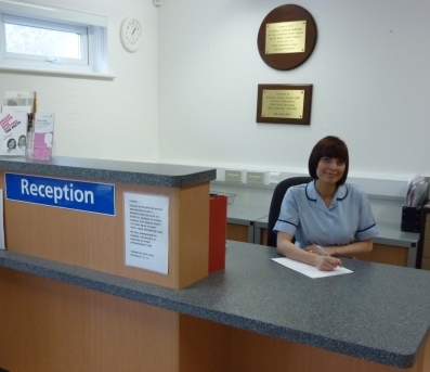 Reception desk at the screening office