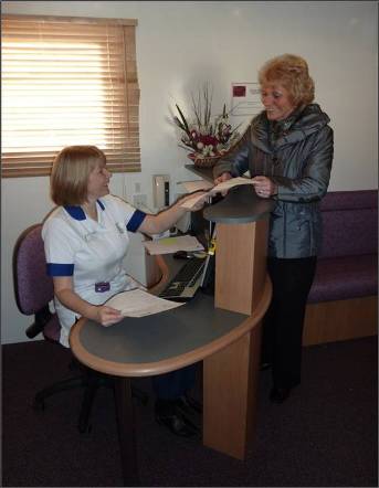 Reception desk at the mobile office